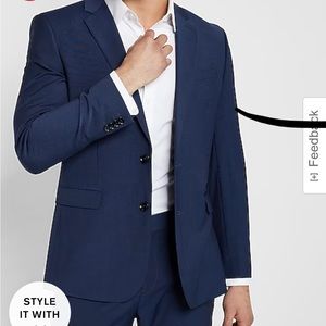 NEW EXPRESS $298 NAVY EXTRA SLIM WOOL BLEND MODERN TECH SUIT JACKET SZ 36Short